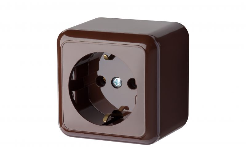 PKL16-002 R DELTA Surface mounted 2-way socket without earthing  (brown) - Image 1