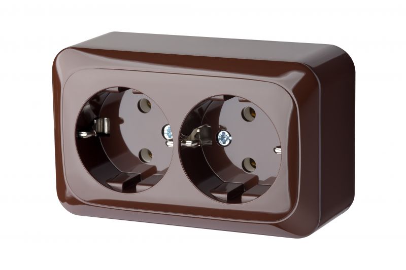 PKL16-003 R DELTA  Surf.mount.SCHUKO socket outlet, double, 16A (brown) - Image 2