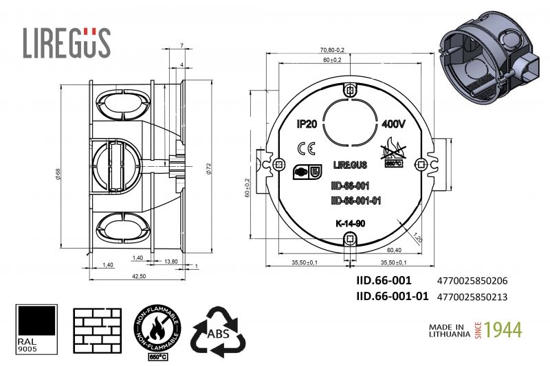 IID66-001 Mounting box, for brick wall, without screws,diff.colours - Image 2