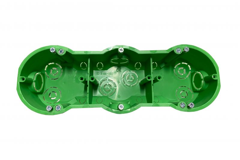 IID3.66-003 Hallow mounting box, 3-place, green colour RAL6018 - Image 1