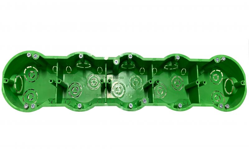 IID5.66-003 Hallow mounting box, 5-place, green colour RAL6018 - Image 1