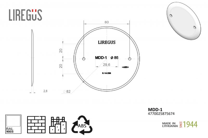 MDD-1 Dangtelis inst.dėž.priv. D-86mm/pakuotė PE-LD maiselis - Nuotrauka 2