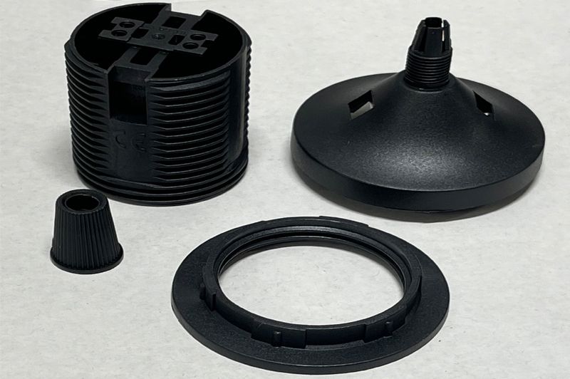 E27. RP.J  Lamp holder E27 with 1 screws+cap+cable fix./ black colour - Image 2