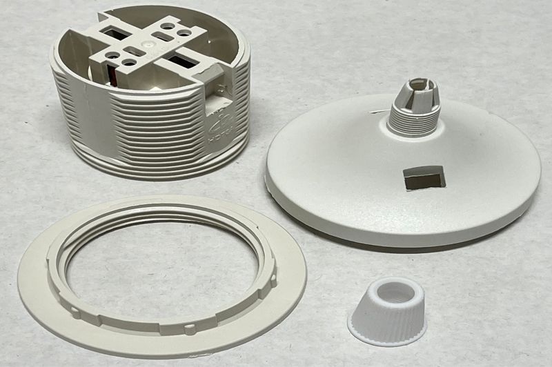 E27. RP.B  Lamp holder E27 with 1 screws+cap+cable fix./ white colour - Image 2