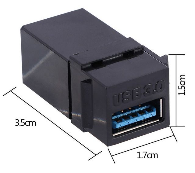 USB-01.J Modulis USB, "Keystone tipas" (komponentas montuoti apdailoje), juodas - Nuotrauka 2