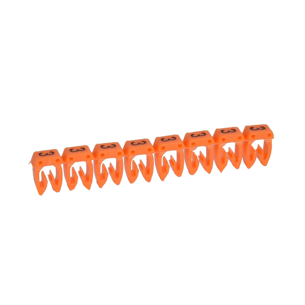 Kabelio žymeklis Legrand CAB 3 – skaitmuo „3", oranžinė, 1,5–2,5 mm²