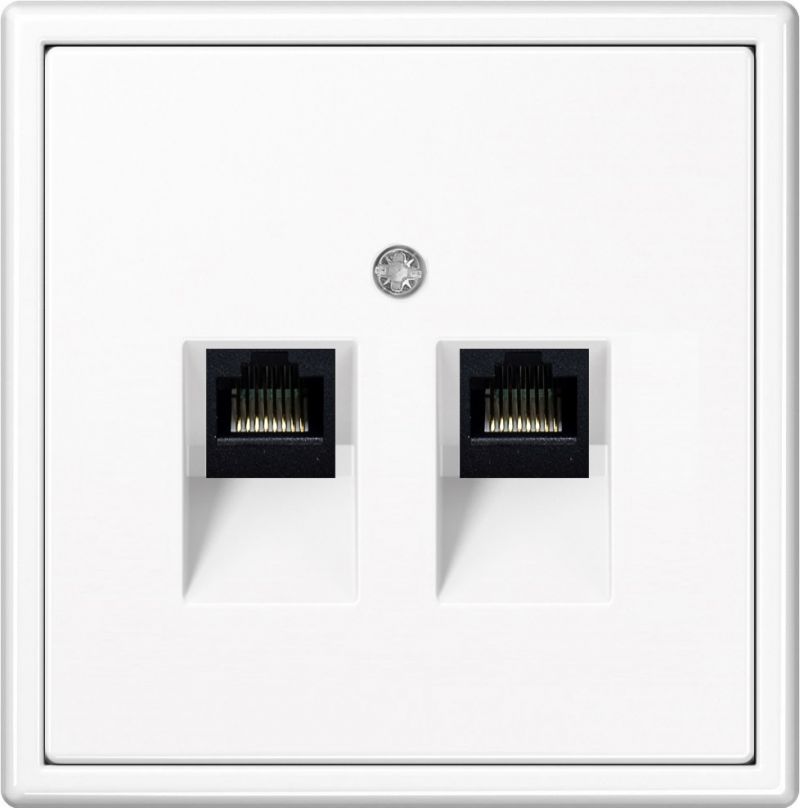 IKL-002-01.M/WM (10vnt.)-  komp.lizd. su 2x juod.RJ45 kat6a modul.balta.mat.b/r (mont.pakuote)