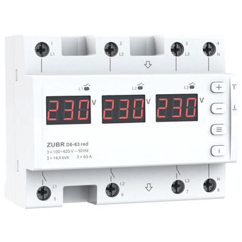 ZUBR D6-63 red įtampos kontrolės relė 3F 3NO 63A