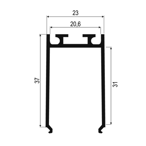 LED profile 23x40 for power supply Painted Black (6m) - Image 2