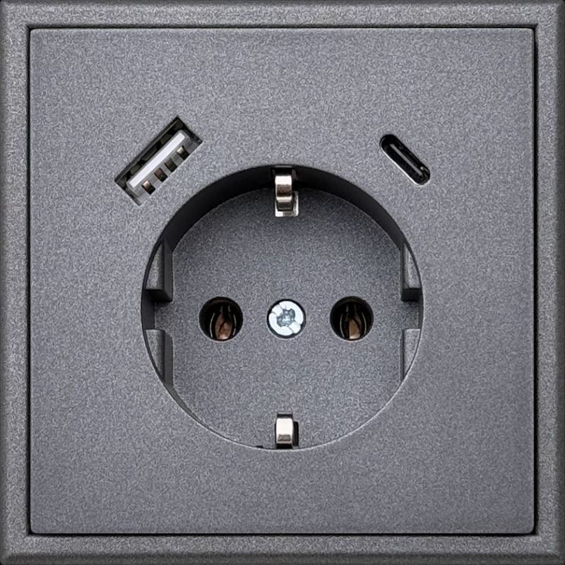 IUK-3-01.M/BM Kist.lizdas su izem.ir 3.4A max.USB A+C kroviklis.dazyta.juoda.sp.G610.b/r - Nuotrauka 1