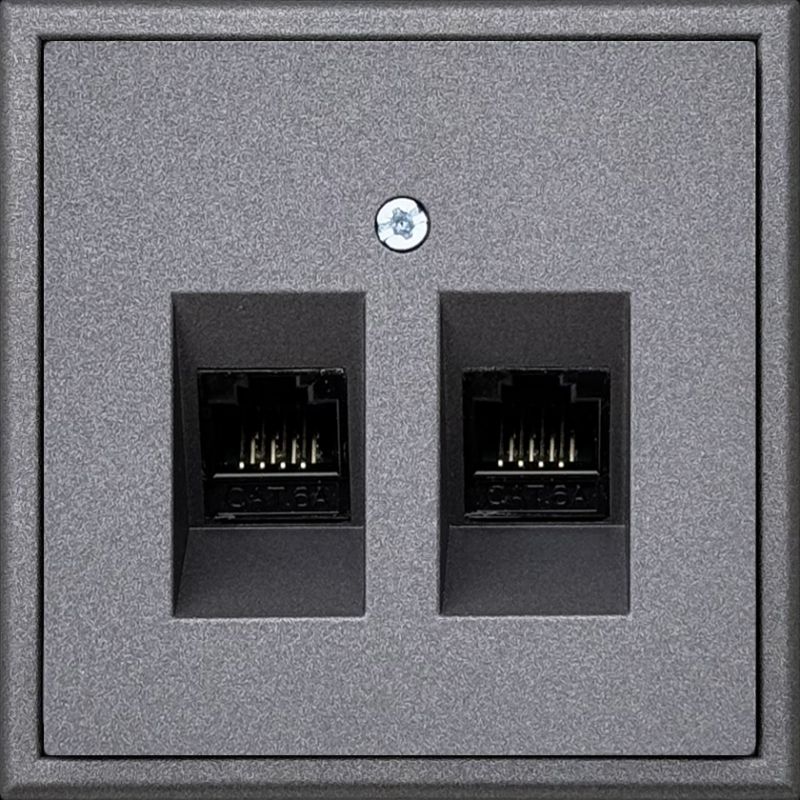 IKL-002-01.M/BM Komp.lizdas, su 2x juodais RJ45 kat.6a moduliais.dazyta.juoda.sp.b/r - Nuotrauka 1