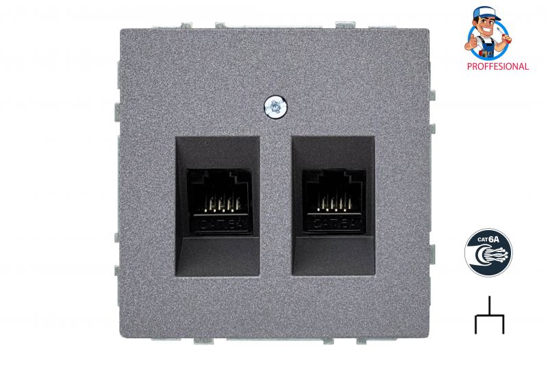 IKL-002-01.M/BM Komp.lizdas, su 2x juodais RJ45 kat.6a moduliais.dazyta.juoda.sp.b/r - Nuotrauka 2