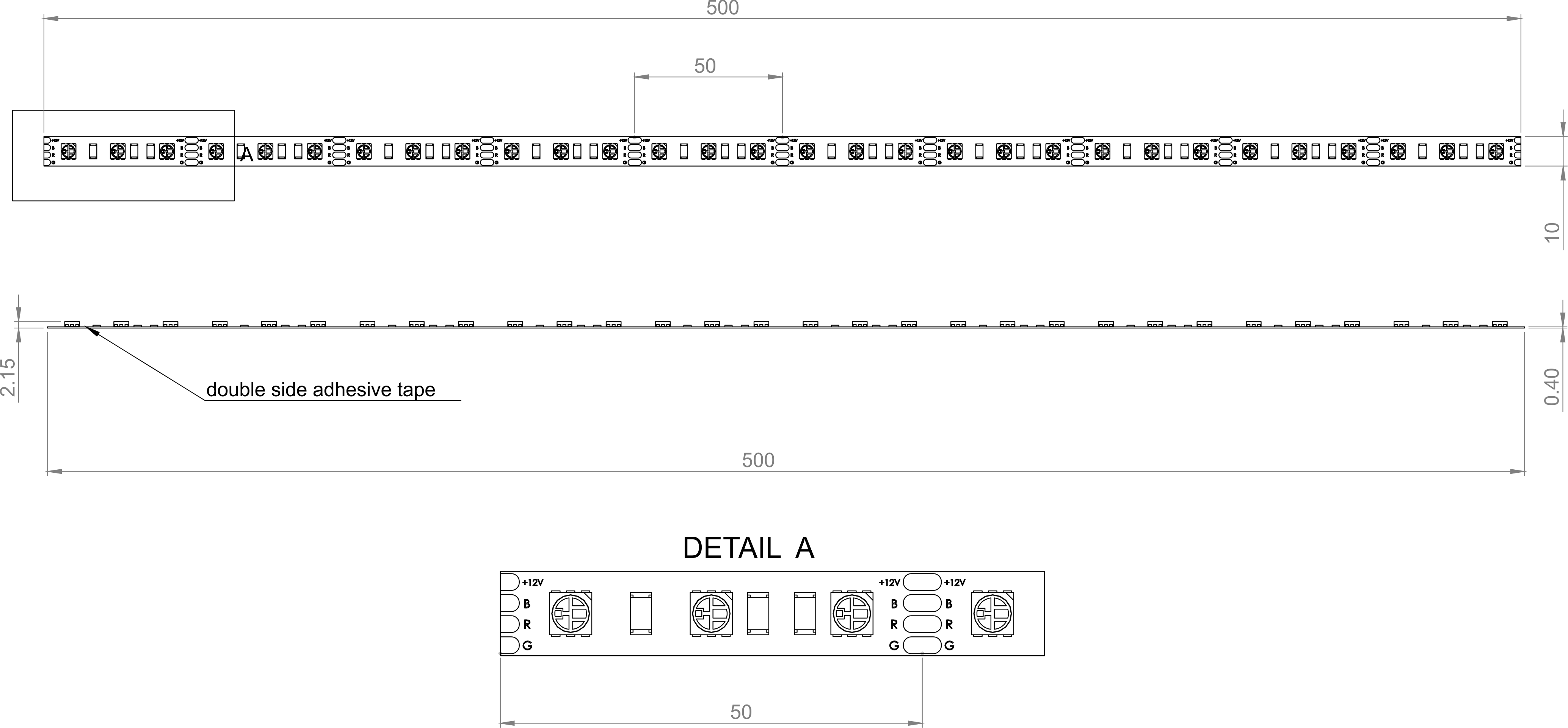 LED juosta STANDART 7.2W/m 12V RGB IP20 30LED/m 5050 (5m) - Nuotrauka 5