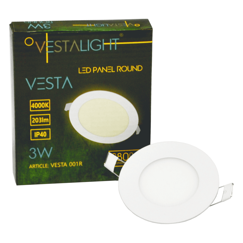 Įmontuojamas apvalus LED šviestuvas VESTA 3W