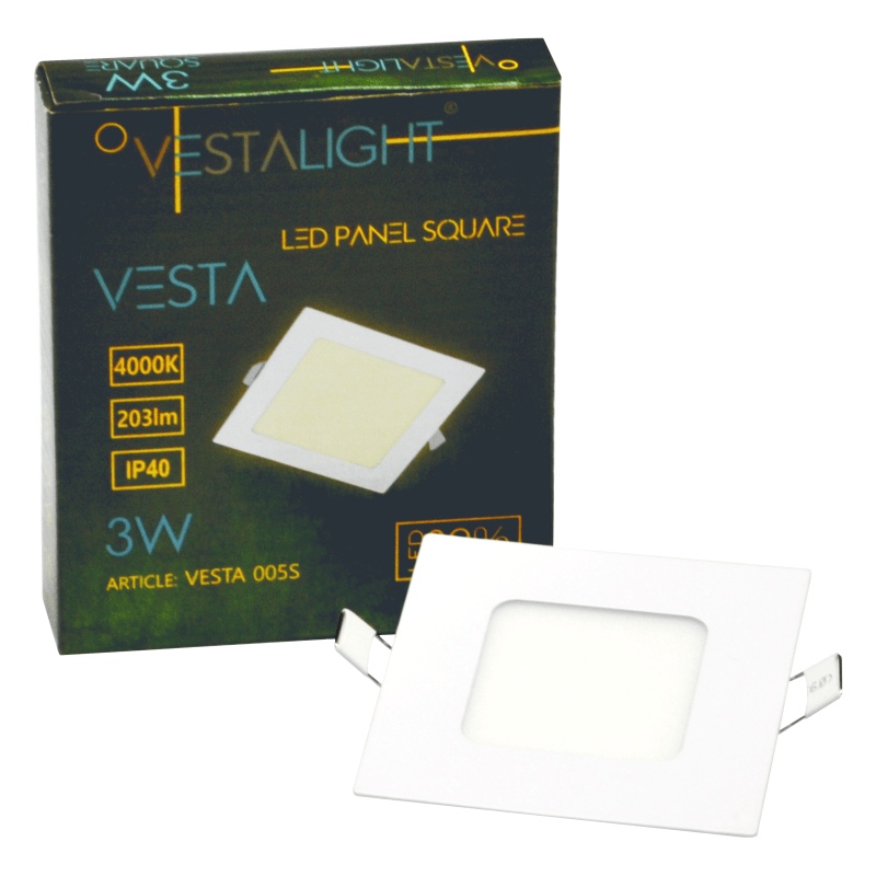 VESTALIGHT square recesed LED panel 3W 4000K - Image 5