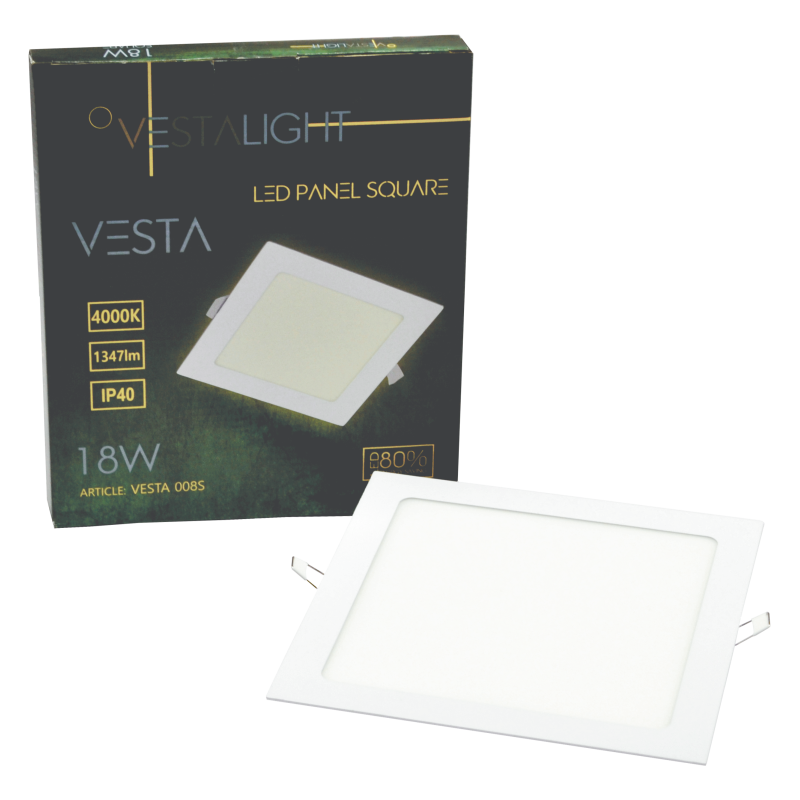 Įmontuojamas kvadratinis LED šviestuvas VESTA 18W - Nuotrauka 3