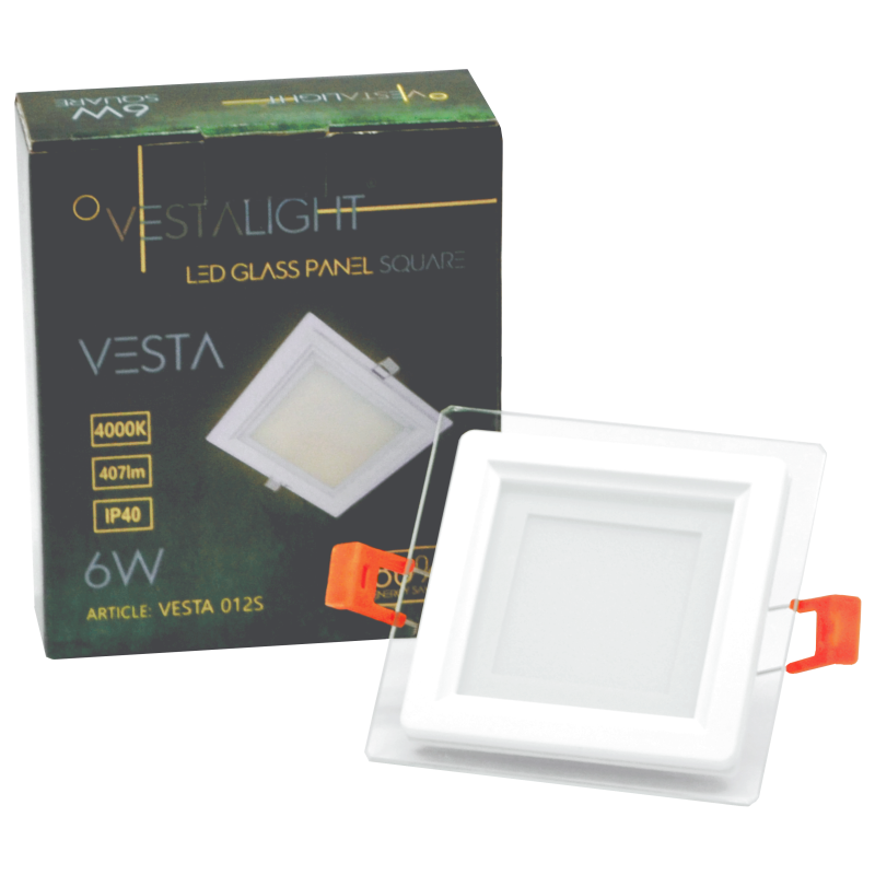 VESTALIGHT square recesed LED panel, glass frame 4000K 6W - Image 3
