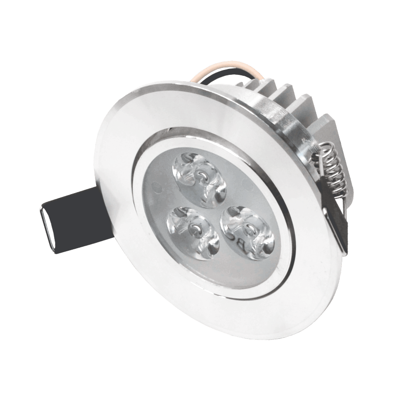 3W metalinis apvalus įleidžiamas LED šviestuvas LENS