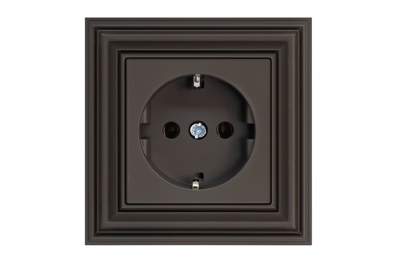 IKL16-204-01.R/ON31 Flush mount.SCHUKO socket outlet, quick conn.16A.Retro matt.brown.w/f - Image 1