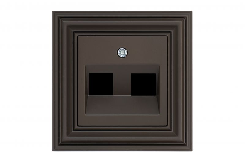AIKL-002-01.R/ON31  Cover plate for RJ45 connectors, double.Retro matt.brown.w/f - Image 1