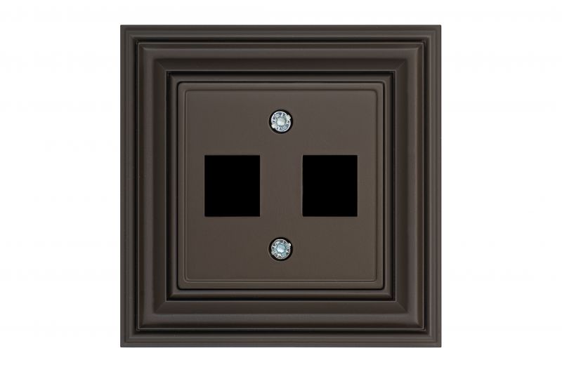 AIKL-022-01.R/ON31  Cover plate for RJ45 connectors,double, Retro matt.brown.w/f - Image 1