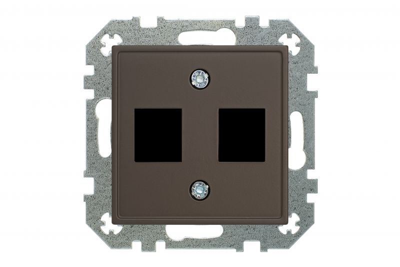 AIKL-022-01.R/ON31  Cover plate for RJ45 connectors,double, Retro matt.brown.w/f - Image 2