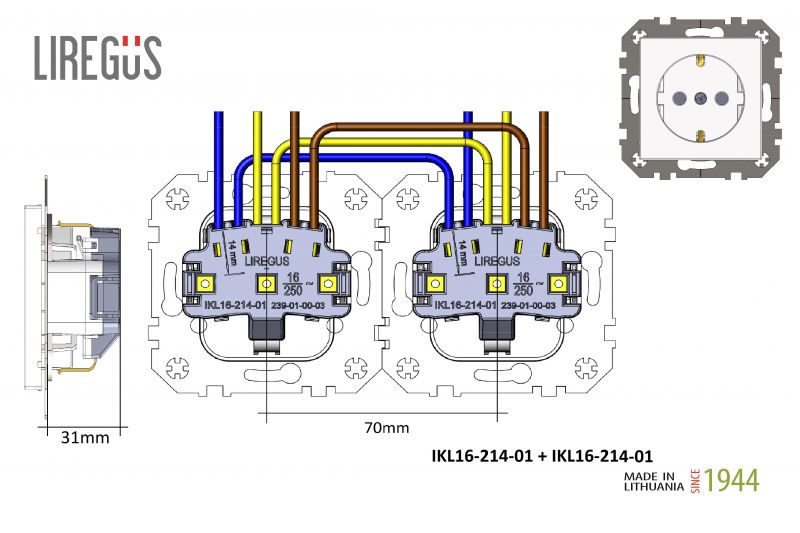 IKL16-214-01.R/ONC  Flush mount.SCHUKO socket outlet,with spread claws,quick conn.16A., Retro matt.light.w/f - Image 5