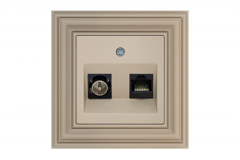 ITVKL-1-01.R/ONC  Flush.mount.TV and computer (RJ45 cat.6) socket., Retro matt.light.w/f - Image 1