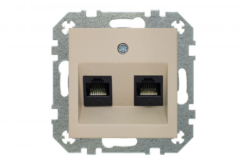 IKL-002-01.R/ONC Il.komp.lizdas 2xRJ45 kat.6."Retro" kremine matine sp.b/r - Nuotrauka 2