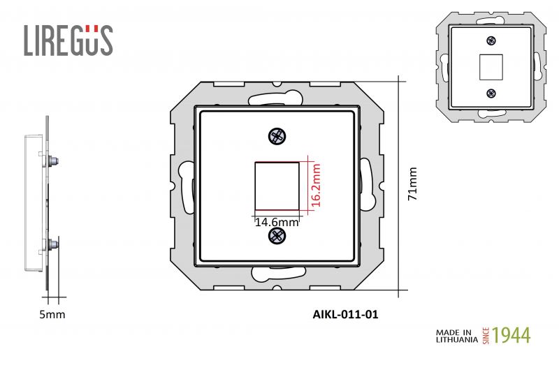 AIKL-011-01.R/ONC  Cover plate for RJ45 connectors. Retro matt.light.16mm - Image 3