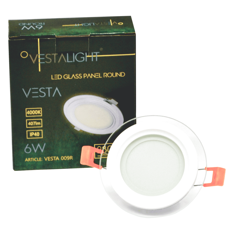 Įmontuojamas apvalus LED šviestuvas su stiklu VESTA 6W - Nuotrauka 1