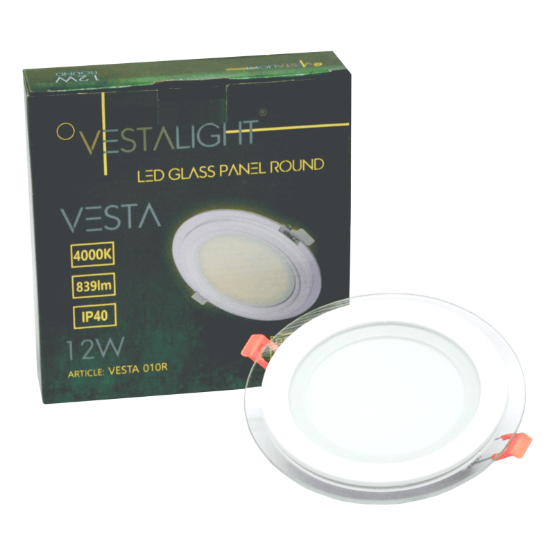 Įmontuojamas apvalus LED šviestuvas su stiklu VESTA 12W - Nuotrauka 5