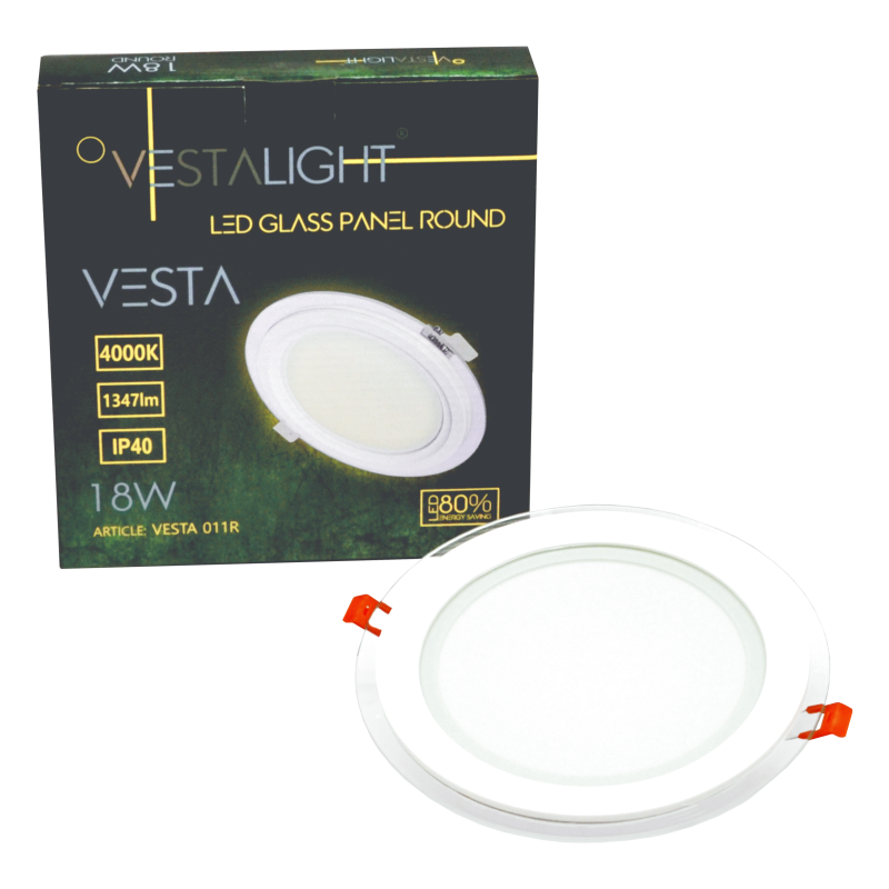 VESTALIGHT round recesed LED panel, glass frame 4000K 18W - Image 3