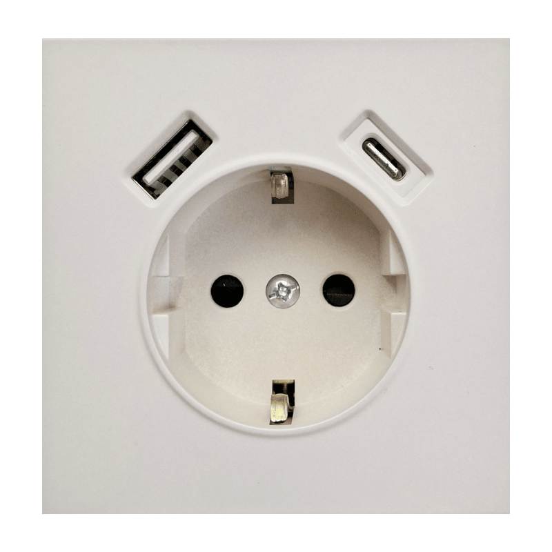 Kreminis kištukinis lizdas su USB + TYPE C BORA ( su įžeminimu, be rėmelio)