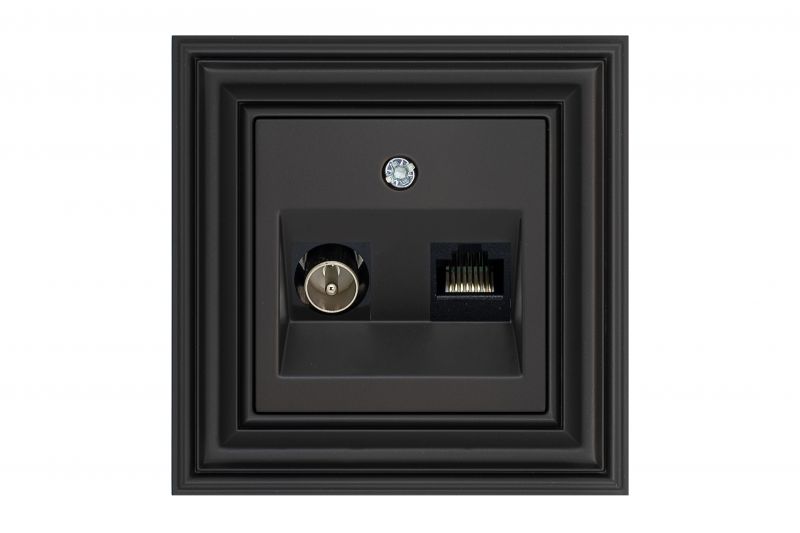 ITVKL-1-01.R/ON59  Flush.mount.TV and computer (RJ45 cat.6) socket.Retro matt.black.w/f - Image 1