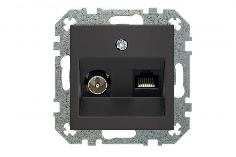 ITVKL-1-01.R/ON59  Flush.mount.TV and computer (RJ45 cat.6) socket.Retro matt.black.w/f - Image 2