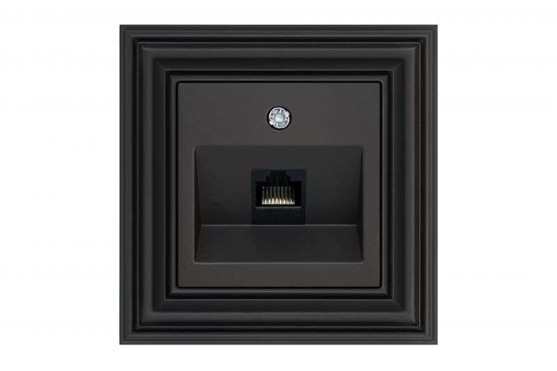 IKL-001-01.R/ON59  Flush.mount.computer socket RJ45 CAT6e.Retro matt.black.w/f - Image 1