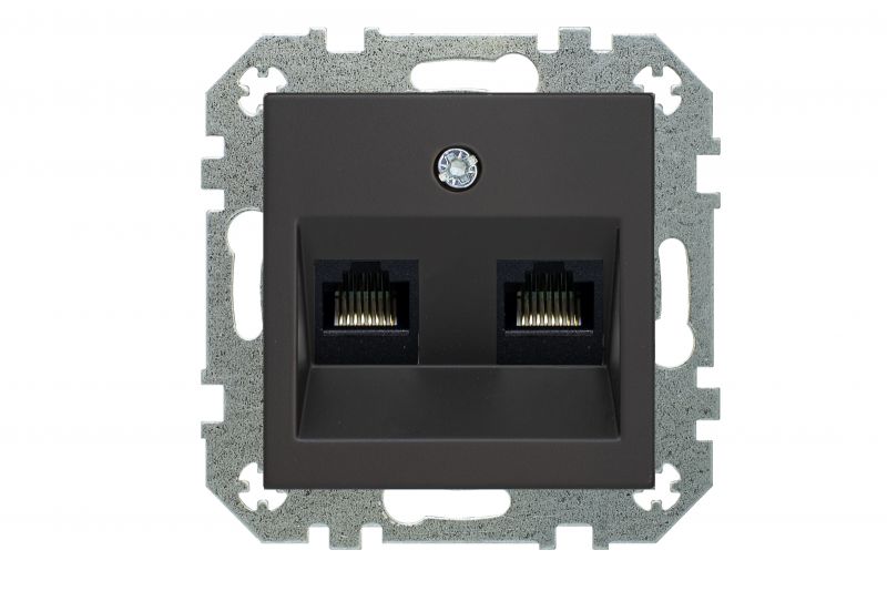 IKL-002-01.R/ON59 Flush.mount.computer socket RJ45 6e double.Retro matt.black.w/f - Image 2