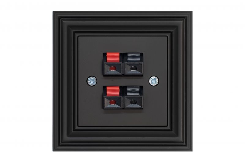 IGL-4-01.R/ON59 Flush mounting loudspeaker socket, 2-loudsp.Retro matt.black.w/f - Image 1