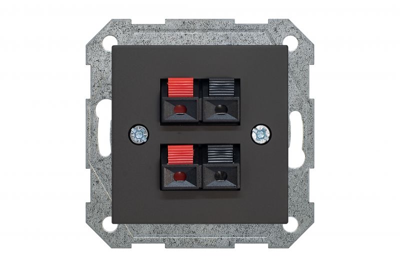 IGL-4-01.R/ON59 Flush mounting loudspeaker socket, 2-loudsp.Retro matt.black.w/f - Image 2