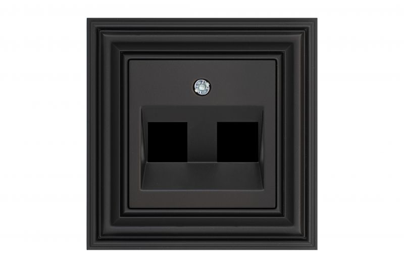 AIKL-002-01.R/ON59  Cover plate for RJ45 connectors, doubleRetro matt.black.w/f - Image 1