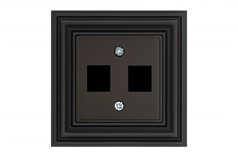 AIKL-022-01.R/ON59  Cover plate for RJ45 connectors, double.Retro matt.black.w/f - Image 1