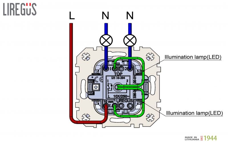 IJ5.10-204-01.E/B  Flush mounting 2x switch,with LED,spring.cont. w/f - Image 5