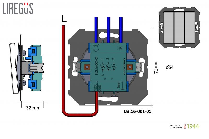 IJ3.16-001-01.E/B Flush mounting 3x switch, w/f - Image 3