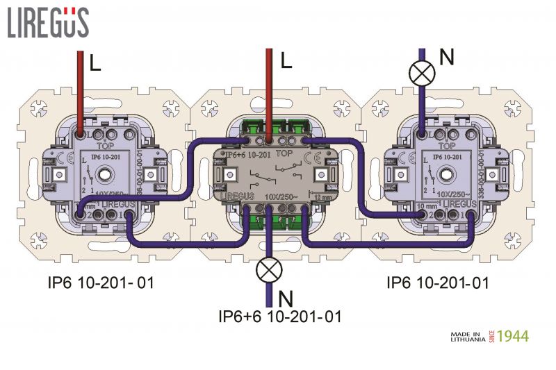 IP6+6.10-201-01.E/B  Flush mounting Two-way 2-gang switch,16A, Prof.w/f - Image 4