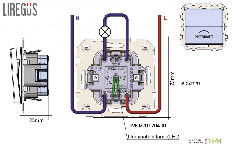 IVKJ2.10-204-01.E/B Key card holder, with push-button switch,10A w/f - Image 5