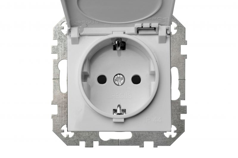 IKL16-208-01.E/B Flush mount.SCHUKOsocket outlet with hinged cover, spring cont.IP44, w/f - Image 2