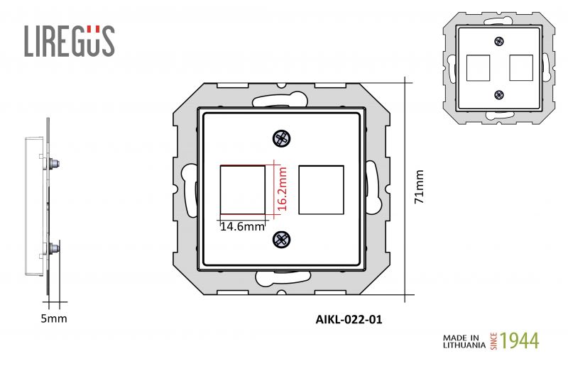 AIKL-022-01.E/B  Cover plate for 2xRJ45 connectors (AMP standart), w/f - Image 3
