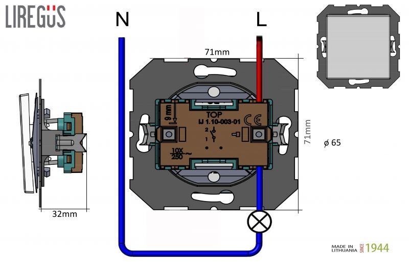 IJ1.10-003-01.E/S  Flush mount. 1x swich, w/f, 10pc.set - Image 3