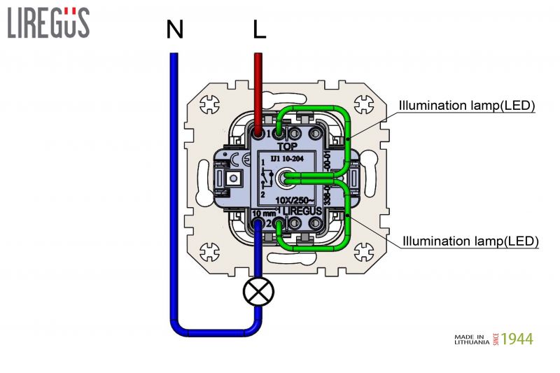 IJ1.10-204-01.E/S Flush mounting 1xswitch,with LED,spring cont.w/f - Image 5